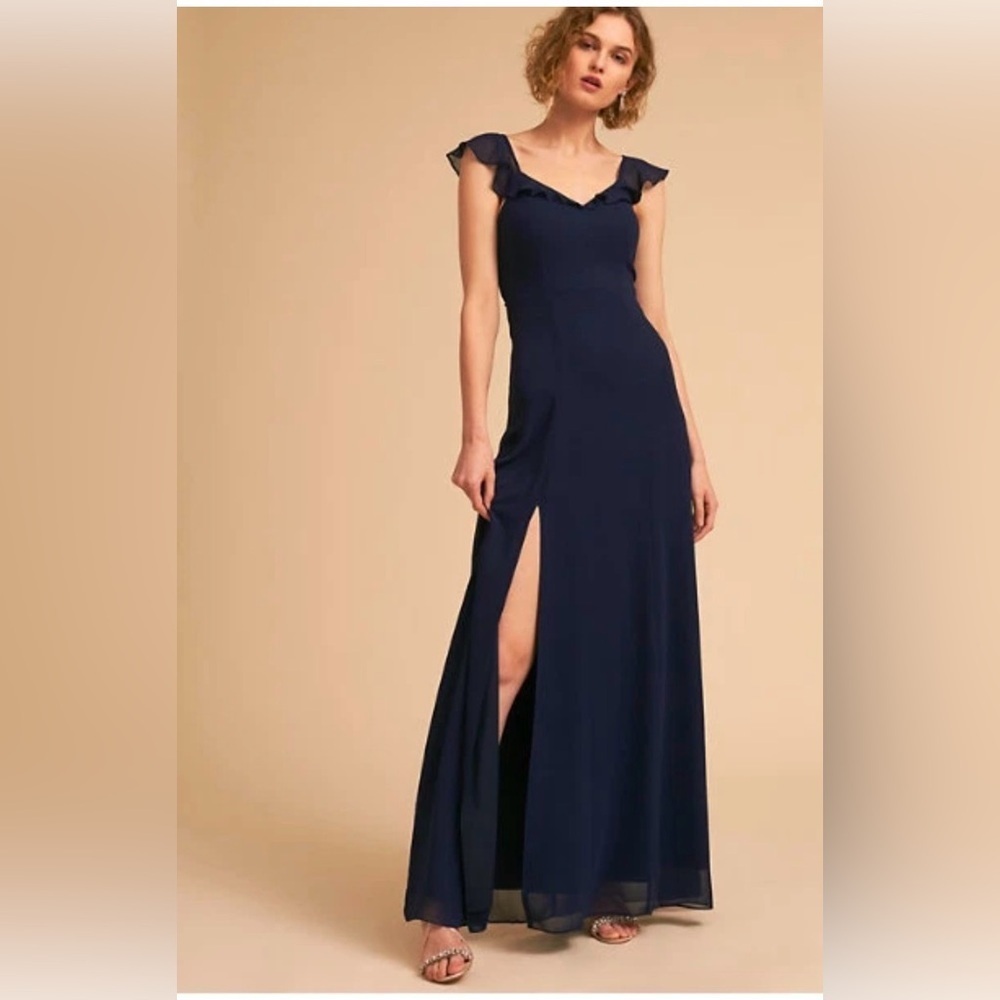 BHLDN Maxi Gown with High Slit Navy Blue XS